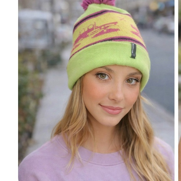 Urban Outfitters Accessories - Space craft vintage style invaders neon lime beanie cap
